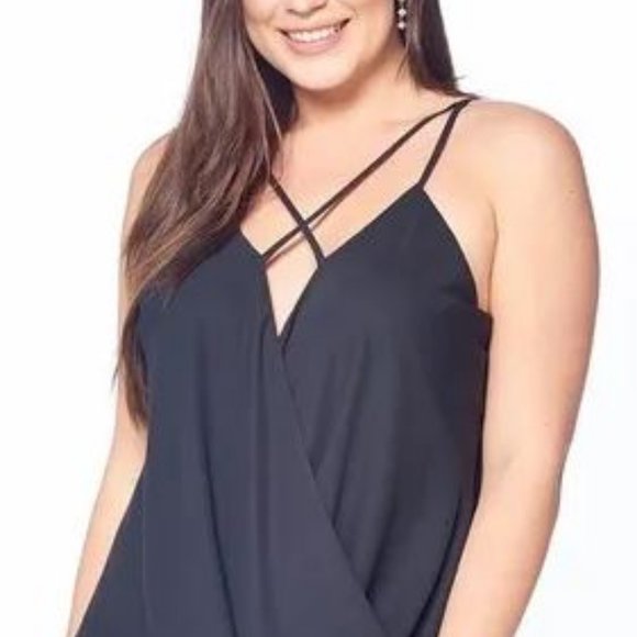 Caged Strap Tank Top - Black - Plus Size - 1XL, 2XL - Picture 3 of 3